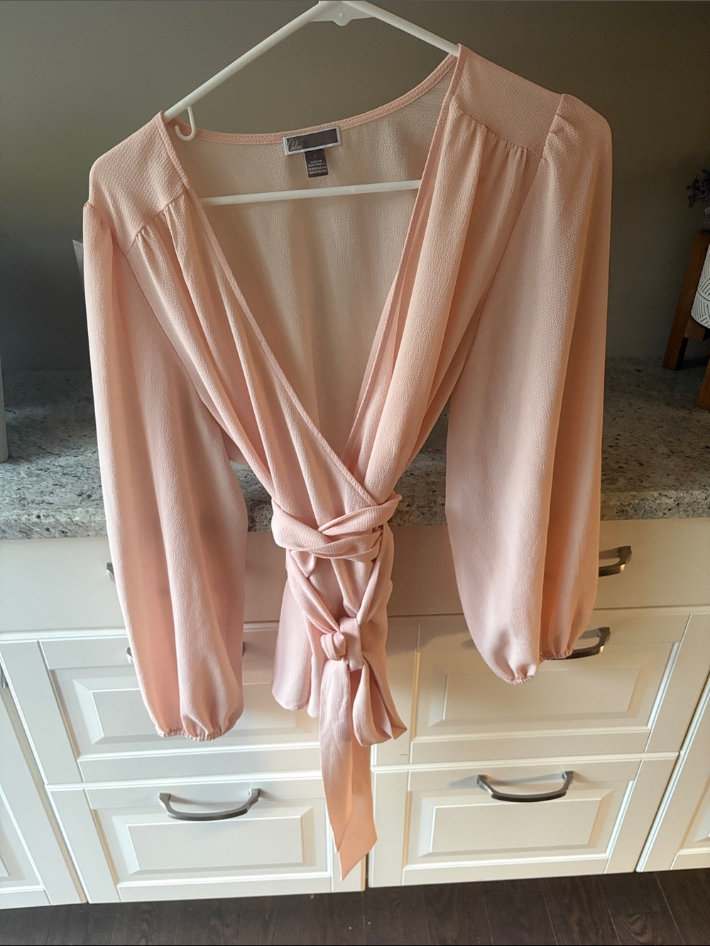 Women’s Wrap Blouse in Blush Pink